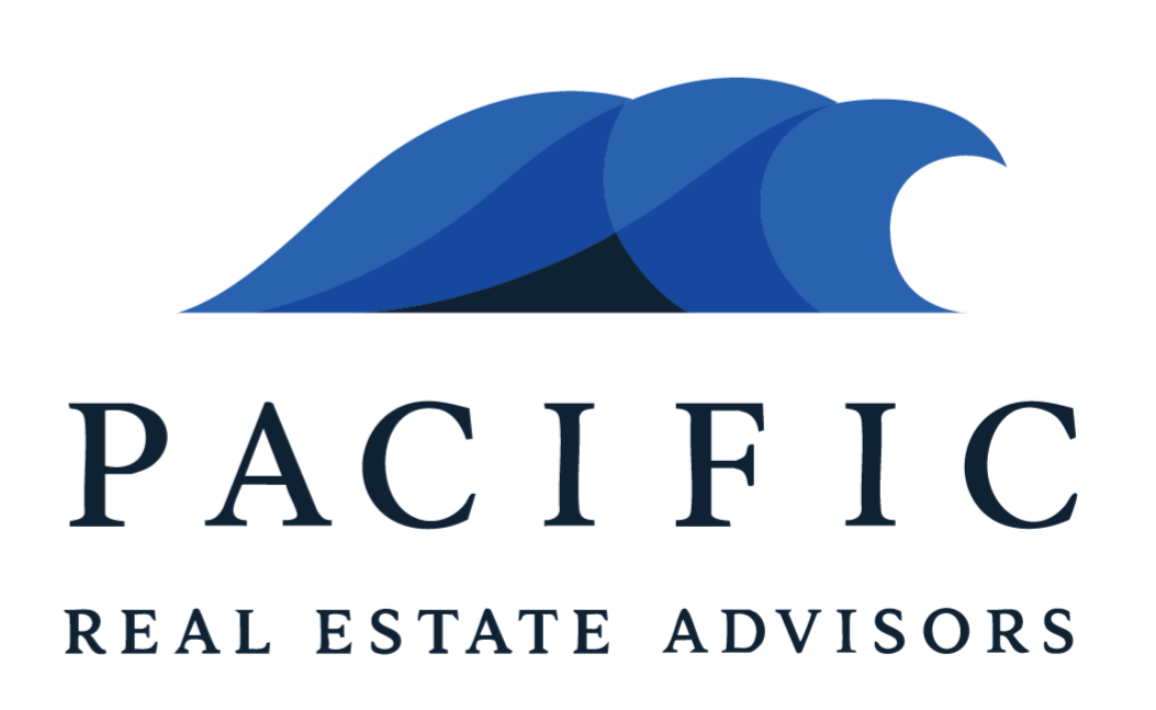 Logo of Pacific Real Estate Advisors with stylized blue waves.